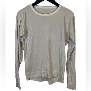 Lunya 100% Pima Cotton Shirt Crewneck Long Sleeves Light Tan Size Small